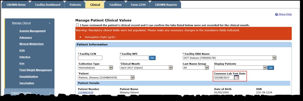 Tutorial Getting Started Tutorial FAQs Demonstration Quiz More Info Enter Clinical Values (CONT.