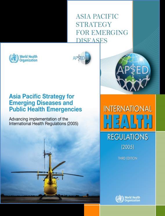 Collective actions to implement IHR The Asia Pacific Strategy for Emerging Diseases (APSED) A bi-regional framework for action for two WHO Regions (SEAR and WPR) to meet IHR core