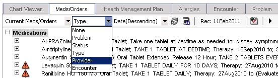 New grouping options on Meds/Orders tab of the Clinical Desktop you