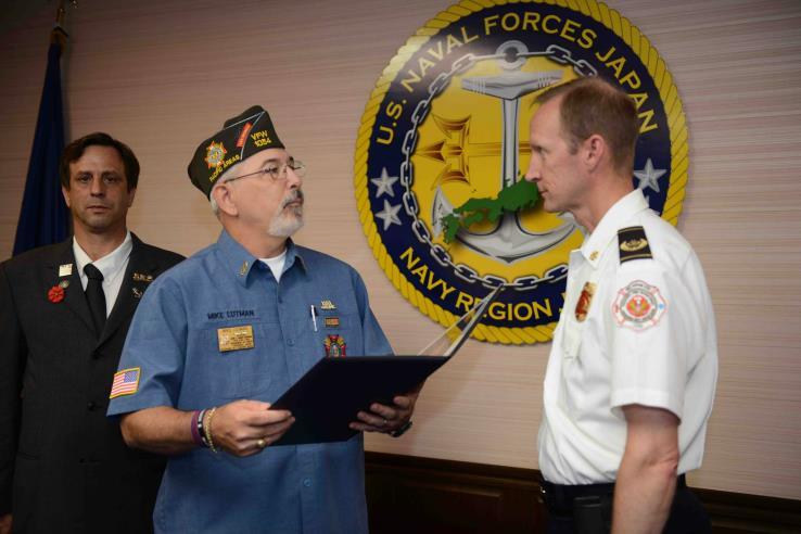 VFW POST 1054 HONORS NATIONAL FIREFIGHTER OF THE YEAR YOKOSUKA, JAPAN - 17 July 2014, VFW Post 1054 presented the 2014 VFW National Fire