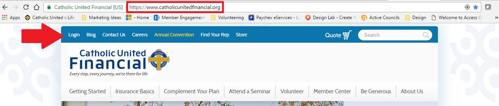 Type the following link directly in to your browser to ensure you get to the correct page. www.catholicunitedfinancial.
