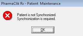 Patient exists in PharmaClik Rx and has been synchronized with the Client Registry.