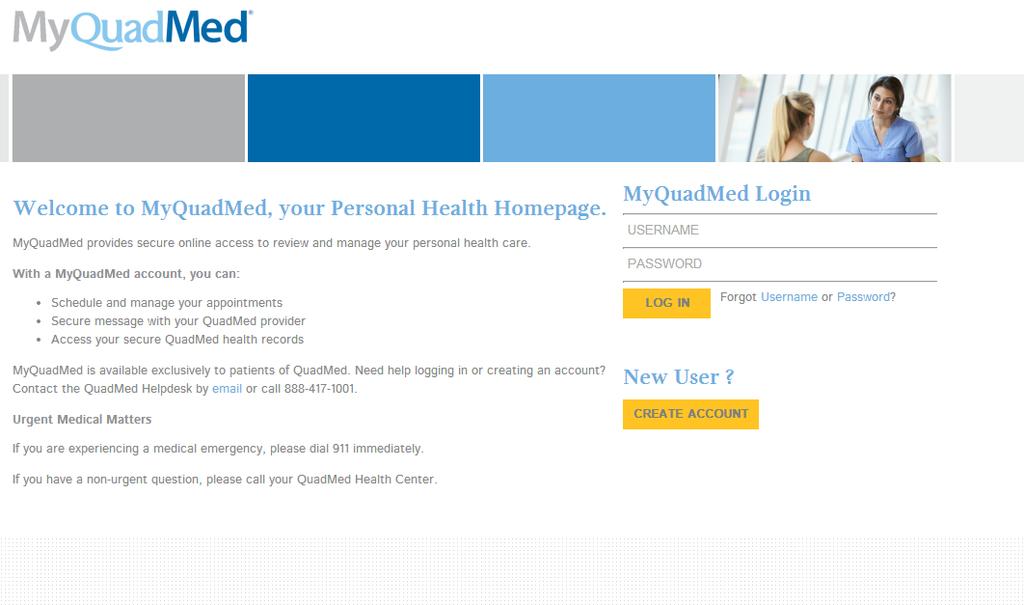 MYQUADMED REGISTRATION Sign up for your secure account -