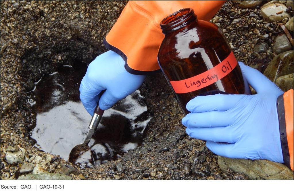 Figure 3: A Researcher Collects Lingering Oil from the Exxon Valdez Oil Spill on a Beach in Alaska in May 2018 The Exxon Valdez Trustee Council s priorities for future spending are outlined in the