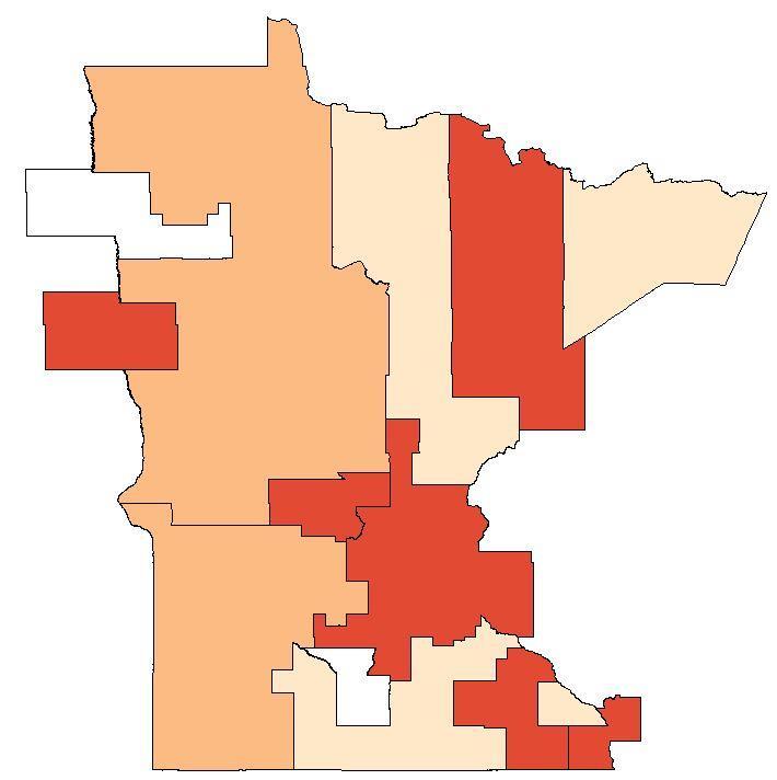 Population Over 65 per RN (2015) Grand Forks, ND-MN NW Nonmetropolitan NE Nonmetropolitan KEY No Data 28-40 13 - <28 4 - <13 Fargo, ND-MN Duluth, MN-WI St.