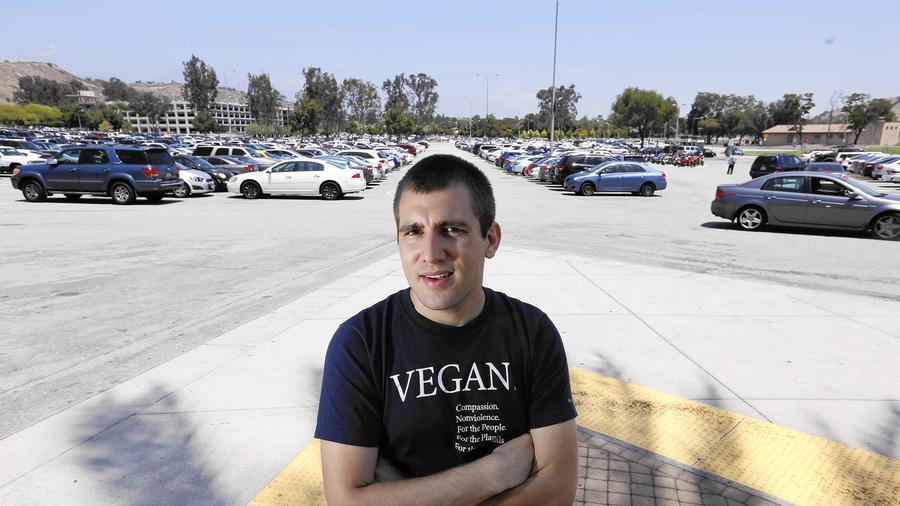 Student says Cal Poly Pomona is trying to silence his vegan campaign By CARLA RIVERA Nicolas Tomas, a Cal Poly Pomona nutrition major, was told by school administrators that he'd have to hand out