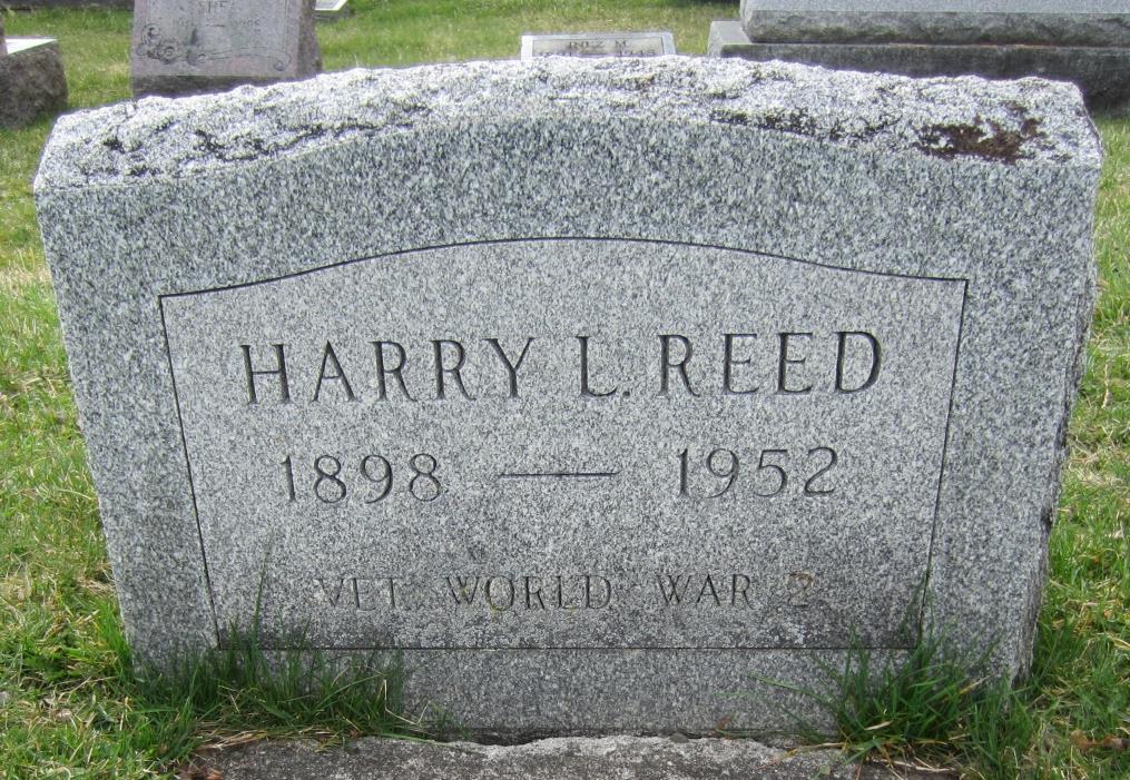 Reed, Harry L. Evergreen Cemetery Town of Bristol Vet World War 2 on stone.