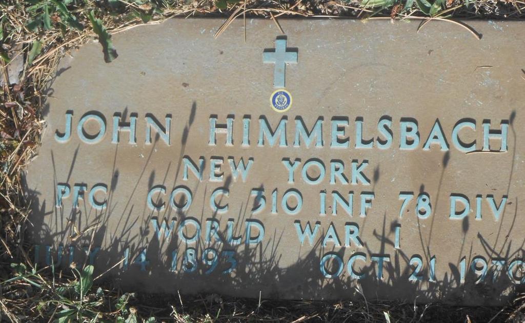 Himmelsbach, John Evergreen Cemetery Town of Bristol Deaths. Himmelsbach, John. (Rochester) Democrat & Chronicle. Oct. 25, 1970. p. 38. (8B). Himmelsbach, John Jr. U.S.