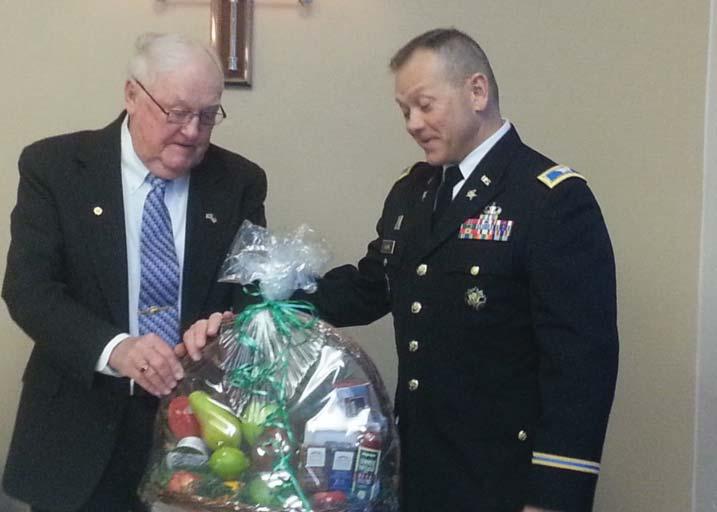 KWVA President Jim Ferris presents fruit basket to Col Clark 26 GREAT FOR FUNDRAISING Wear on your cap, lapel or tie To