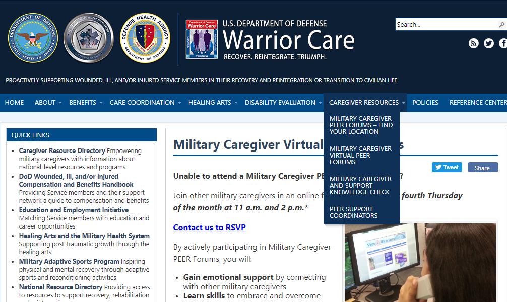 Warrior Care Blog The Caregiver Resources Tab on the Warrior Care Blog provides information about support resources, upcoming events, helpful guides and tips, and much more.