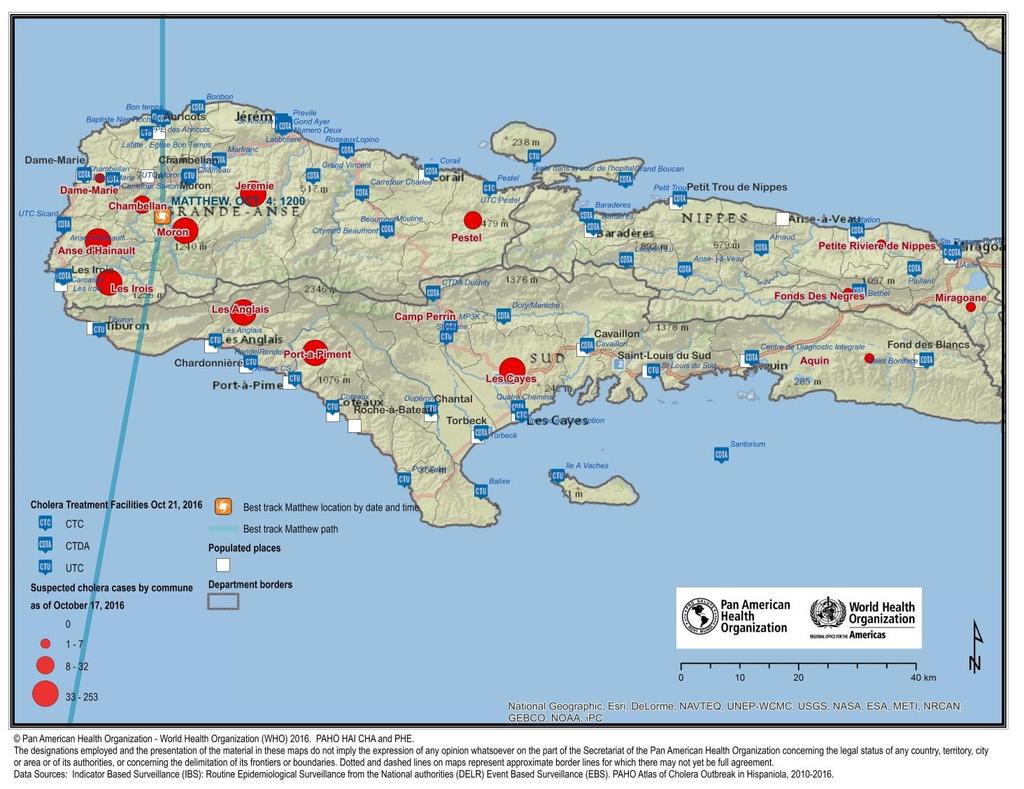MAP OF SUSPECTED CHOLERA CASES Sources: CDEMA; OCHA; PAHO-HTI; PAHO-CUB; PAHO-BHS; PAHO-JAM; NOAA-NHC; DC COLOMBIA; FEMA; MPH-OEA; NEMA FOR MORE