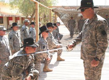 In keeping with cavalry tradition, troop commanders conducted award ceremonies, here, at the Fiddler s Green rest area of the squadron s footprint.