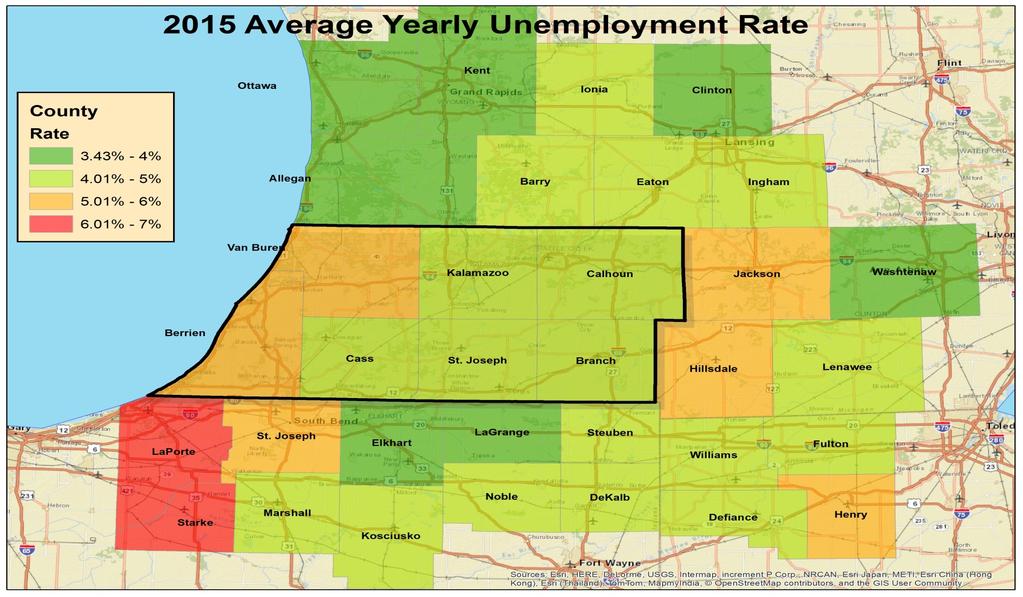 Regional unemployment rates are right in the middle Source: