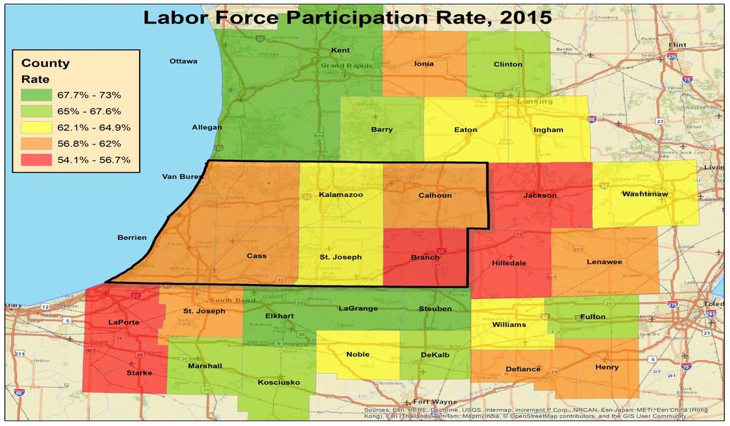 The national labor force participation rate was 62.