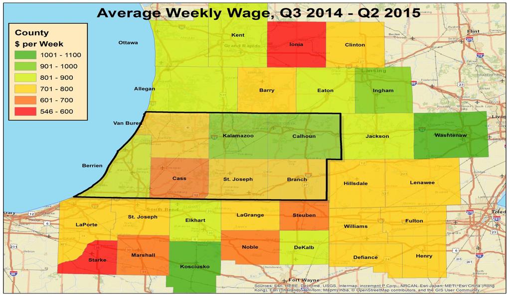Wages in the region are mixed Source: Bureau of Labor Statistics