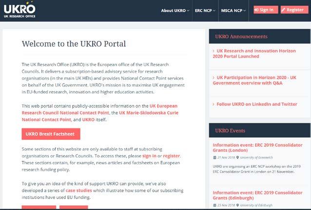 uk UKRO factsheet with links to all major publications available at www.ukro.ac.uk UUK Brexit and Universities page https://www.