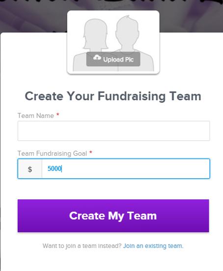 This is what you see when you click Create a Team. Upload a profile picture for your team.