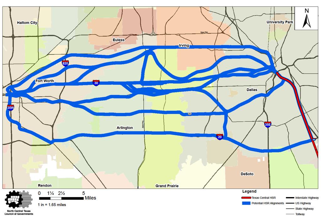 Candidate Corridors Proposed Texas Central HSR Alignment