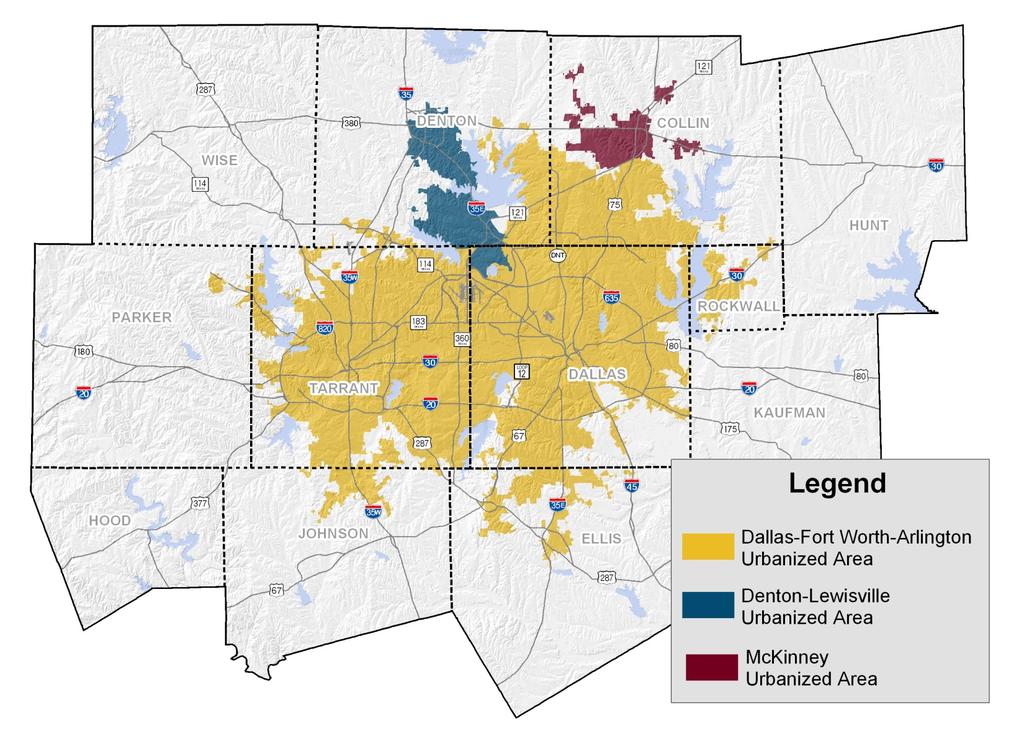 Dallas-Fort Worth 2010 Urbanized Areas 2010 Metropolitan Planning Area Population: 6.