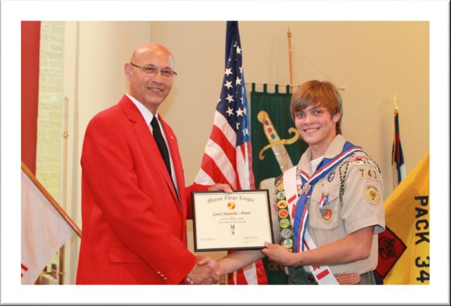Awards Page 6 A Good Citizenship Award was presented To Austin Glore of Boy Scout Troop 743, who has attained the rank of Eagle