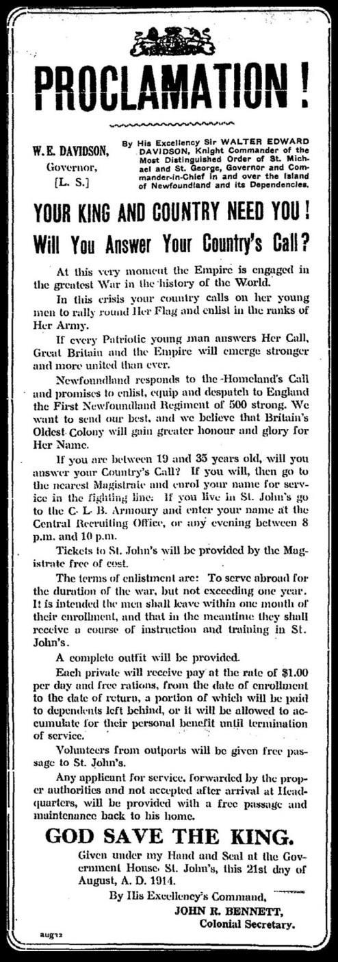 Newfoundland Patriotic Association (NPA) Government made this group of 300 St. John s volunteers responsible for managing Newfoundland s war effort.
