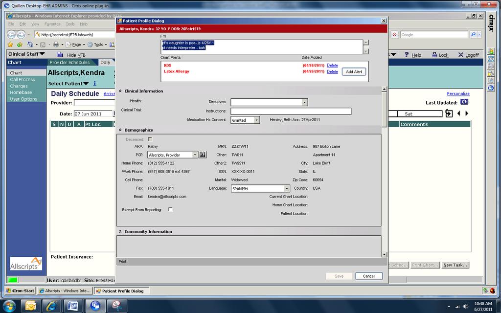 The Patient s Profile Dialog Box is where the user can access the