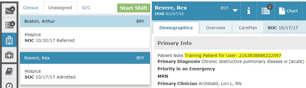 Adding the Unassigned patient to the Census 1. Go to the Census 2. Tap Unassigned 3. Select the desired patient-the referral will display to the right if the patient has not yet been admitted 4.
