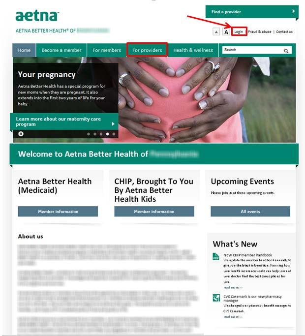 Aetna Better Health Home Page From the Aetna Better