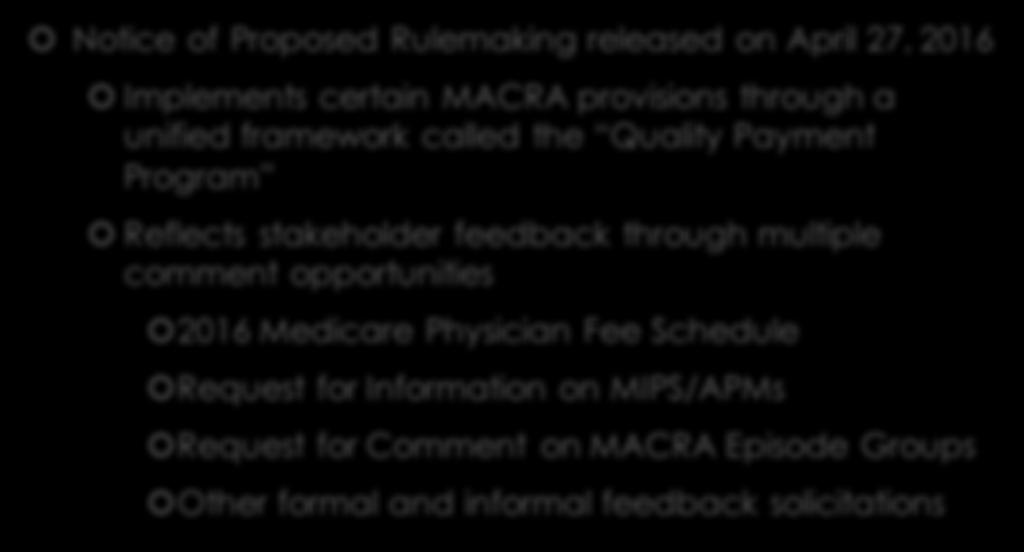 MACRA & CMS Notice of Proposed Rulemaking released on April 27,