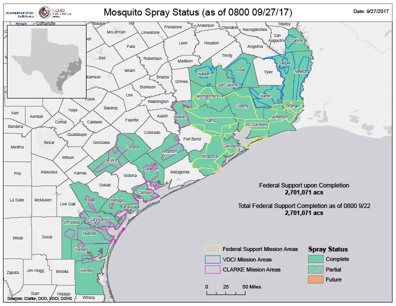DSHS Hurricane Harvey Efforts Counties sprayed: