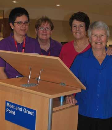 Friends of Queen Margaret support Meet and greet scheme The Friends of Queen Margaret Hospital have donated a new lectern and stool for the volunteer meet and greet service at the main reception area.