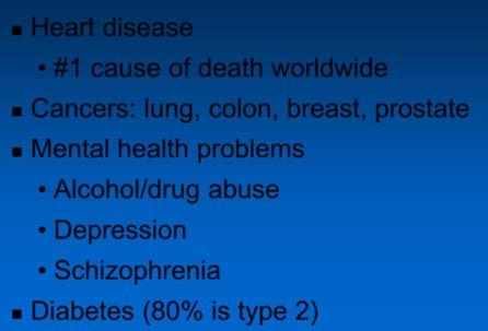 Major global chronic conditions Heart disease #1 cause of death