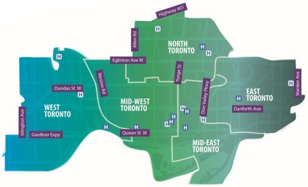 Background: Toronto Central LHIN sub-region planning approach The Toronto Central LHIN has established 5 sub-region planning areas to serve as the focal point for population based planning, service