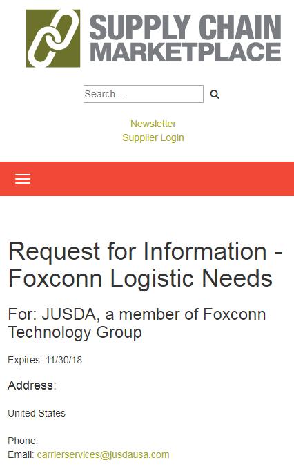 FOXCONN IS USING SUPPLY CHAIN MARKETPLACE Supply Chain Marketplace: www.wisupplychainmarketplace.