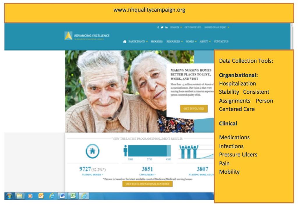 Data Collection Tools Recommended by Telligen Telligen recommends the use of the free tracking tools developed by the Advancing Excellence Campaign in America s Nursing Homes.
