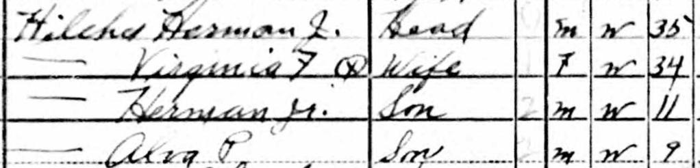 According to the 1940 federal census, Alva and Herman, Jr. lived with their father and his new wife, Virginia F. Hilscher. Herman, Sr.