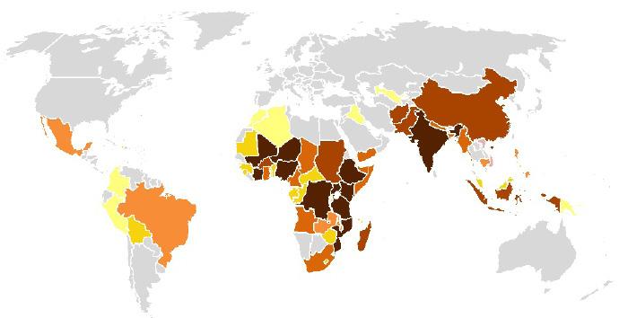 Figure 3: Developing countries most in need of investment in water and sanitation This assessment is based on analysis of five categories: (i) Countries with the largest number of diarrhoeal deaths,
