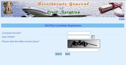 5. The old pilot candidate registration form looks like following.
