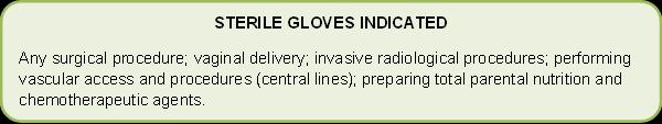 Appendix 3 Glove use matrix EXAMINATION GLOVES (vinyl, nitrile) INDICATED IN CLINICAL SITUATIONS Potential for touching blood, body fluids, secretions, excretions and items visibly soiled by body