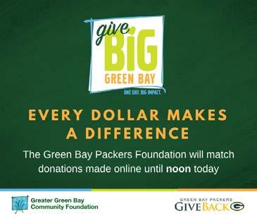 For the next 24 hours donations will be matched by the Green Bay Packers Foundation!