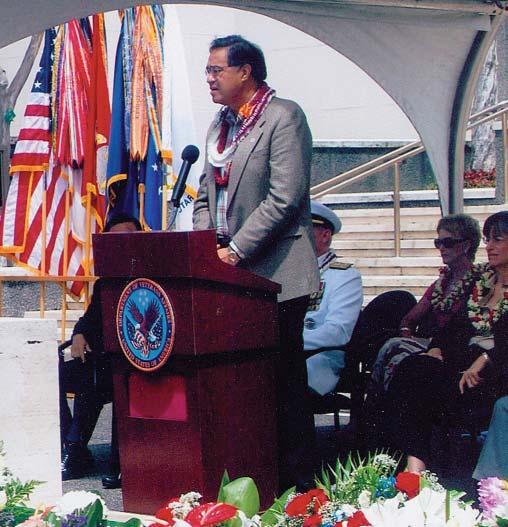 Moon, the first Korean- American to serve as Chief Justice of any Supreme Court in the United States, and Mayor Mufi Hannemann of Honolulu give their remarks. U.S. PACOM Commander Admiral Robert F.