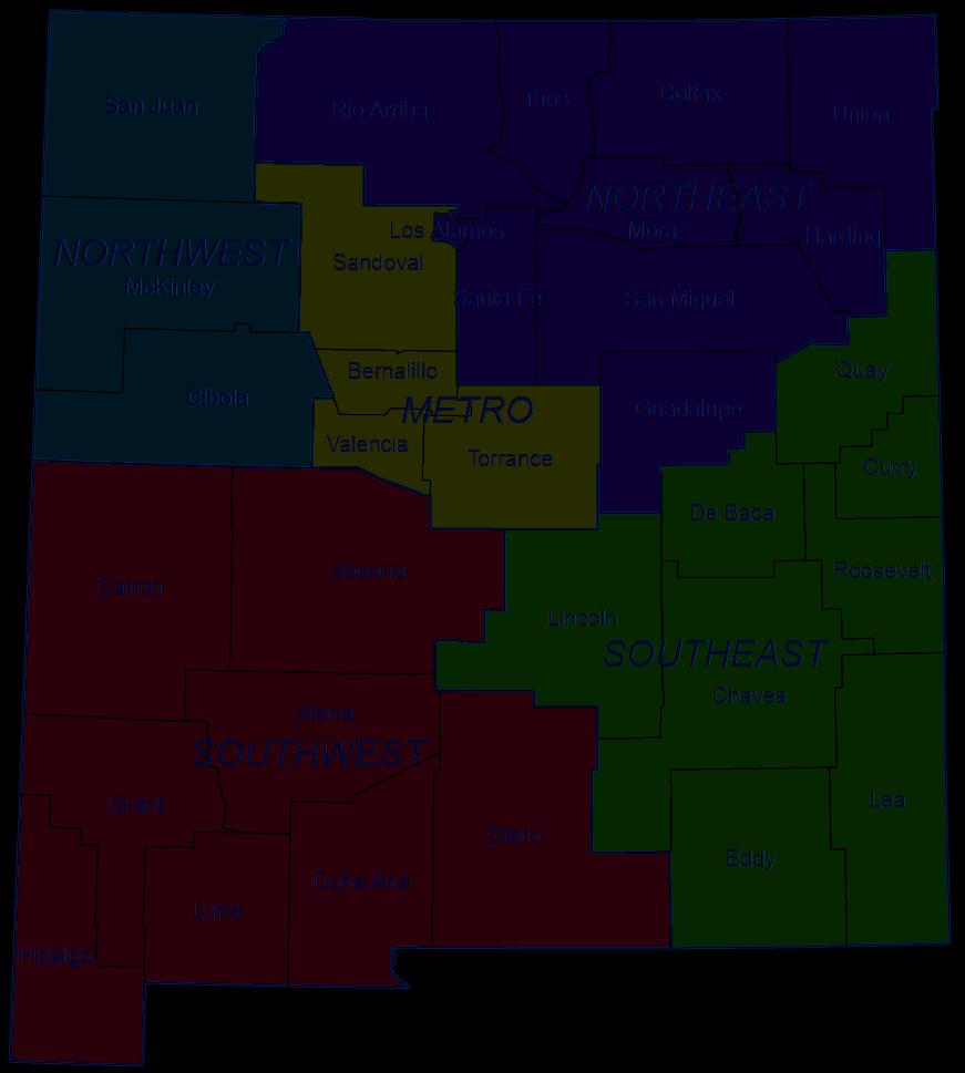 New Mexico Health Regions Northwest Region: San Juan, McKinley, and Cibola Counties Northeast Region: Rio Arriba, Taos, Colfax,