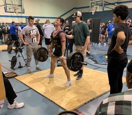 Ethan Pearce (1st place in 114 class) Total Weight: 535# Robert Wheeless (2nd place in 148 class) TW: 775# Anthony Gallo (1st in 165 class) TW: 970# Cedric Moore (1st place in 181 class) TW: 950#