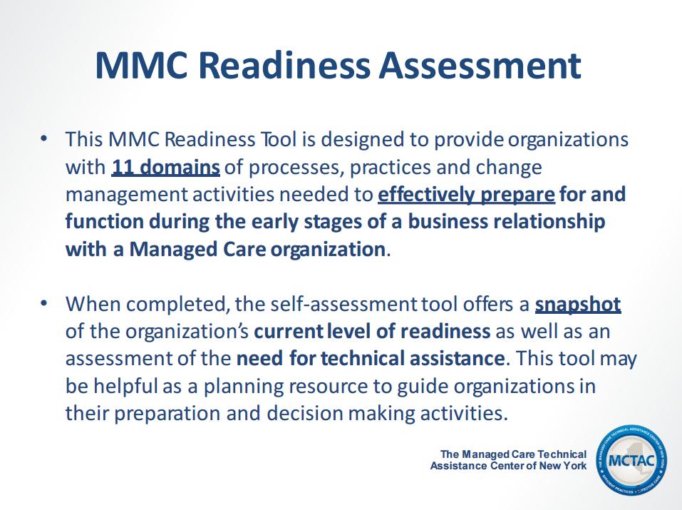 Beginning in September, 2014, MCTAC offered a tool targeting behavioral health providers to help them