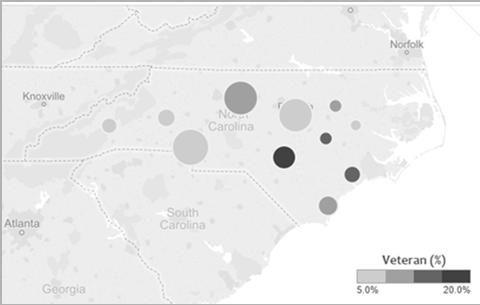 Military Presence in NC Active Duty Populations in the United States 5 736,000 (9.