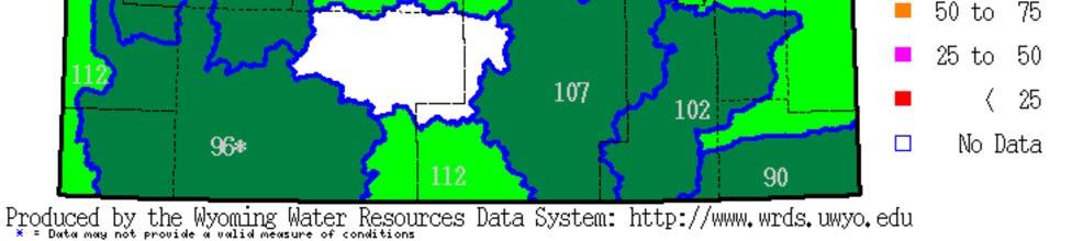 There are a total of four SNOTEL sites located within the Lower North Platte River basin that record snow depth and snow water equivalency (SWE).