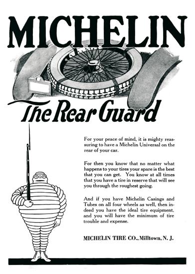 contracts with the military. This page shows two of the scarce examples of patriotic images used by Michelin Tire in Milltown with the corporate mascot as the protagonist.