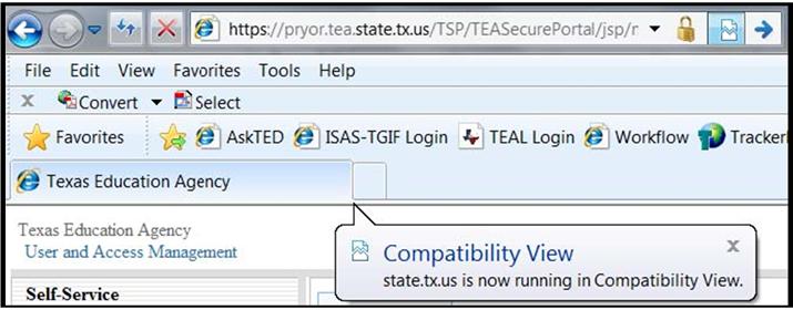To access the Compatibility View, log into TEASE or TEAL and follow these steps: 1.