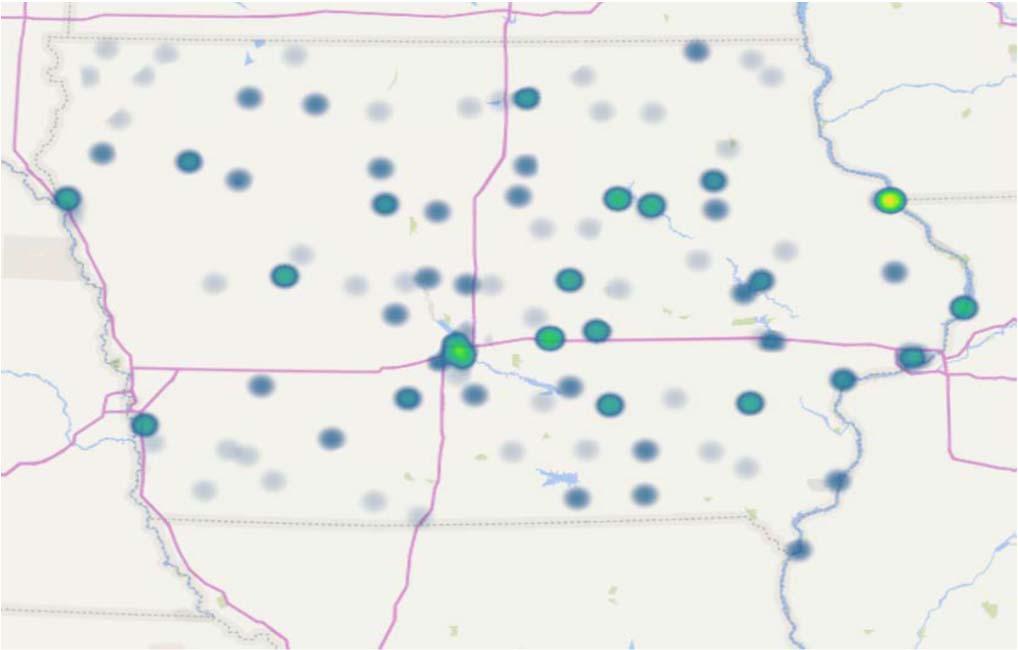 Iowa Map of Locations Where Individuals with NFMI LOC are Placed 87 2019 Ascend, A MAXIMUS Company. All rights reserved.