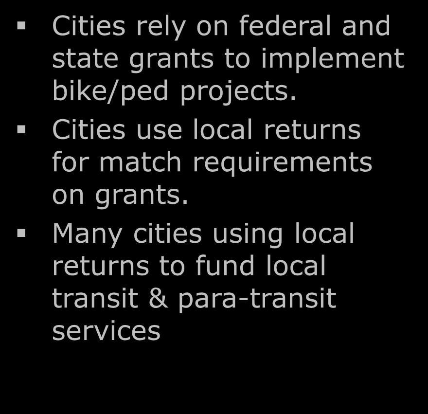 LAC Transportation Finance Research Key Findings Average across 13 cities High Resourced Cities (Culver City, Santa Clarita, Santa Monica, South Pasadena, West Hollywood) Medium-High Resourced Cities